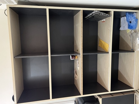 Al Manar, Furniture, SAR 200,  Modern Bookshelf / Storage Unit &ndash; Light Wood & Grey