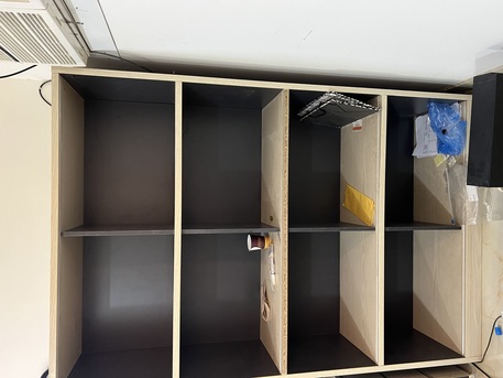 Al Manar, Furniture, SAR 200,  Modern Bookshelf / Storage Unit &ndash; Light Wood & Grey