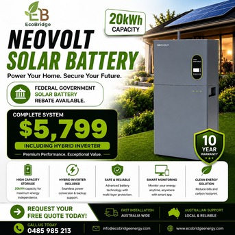 Melbourne, Electronics, AUD 4999,  NEOVOLT 20kWh Solar Battery &ndash; Complete Solar Storage Solution