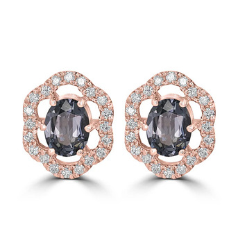 New York, Jewelry, USD 1129,  For Sale: 0.93ct Spinel Diamond Earrings In Rose Gold