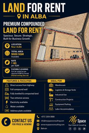 Manama, Industrial Land, BHD 9000,  9000 Sq. Meter,  LAND FOR RENT IN ALBA AREA &ndash; RIFFA