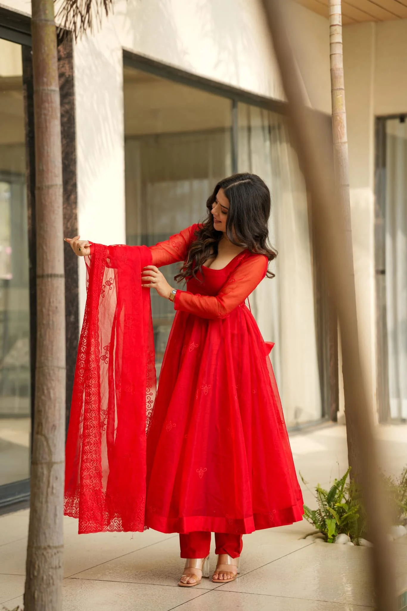Jaipur, Clothing & Accessories, INR 5500,  Buy Velvet Red Organza Suit Set Online