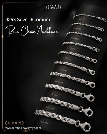 New York, Jewelry, USD 47,  925 Silver Rhodium Rope Chain Necklace
