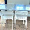 SAR 550,  Dining Table Set With 6 Chairs &ndash; Gray & White &ndash; Good Condition