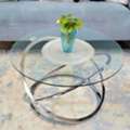 SAR 300,  Modern Glass Top Center Table With Silver Steel Base &ndash; Good Condition