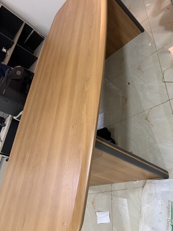 Al Manar, Furniture, SAR 350,  Large Conference Table &ndash; Light Wood & Black Edge &ndash; Good Condition