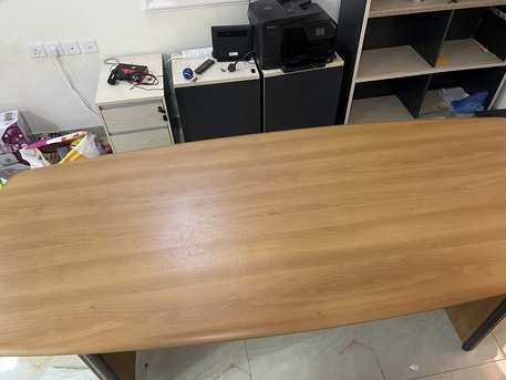 Al Manar, Furniture, SAR 350,  Large Conference Table &ndash; Light Wood & Black Edge &ndash; Good Condition