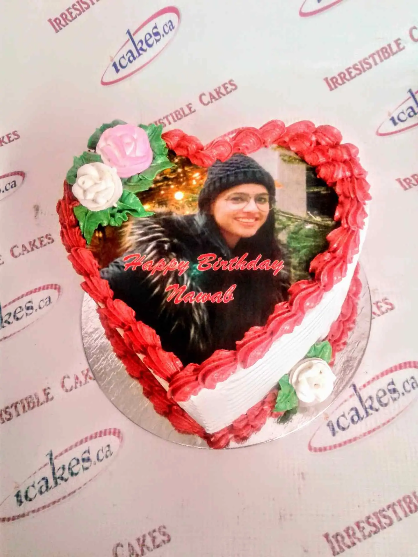Toronto, Food, CAD 59,  Heart Shape Full Face Photo/Picture Buttercream Birthday Cake For Woman/Man/Girl/Boy