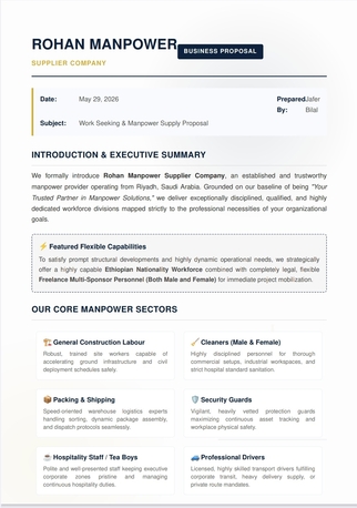 Riyadh, Job Seekers, Work Seeking And Manpower Supply Proposal