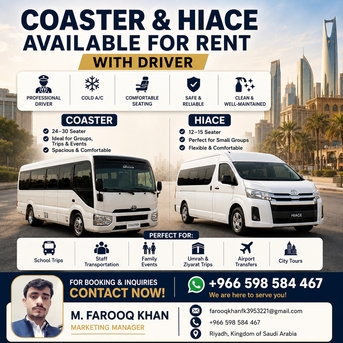 Riyadh, Passenger Transport, Coster Buses For Rent With Driver In The Riyadh