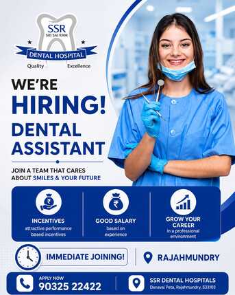 Kurnool, Jobs, Dental Assistant Job Opening At SSR Dental Hospital Rajahmundry