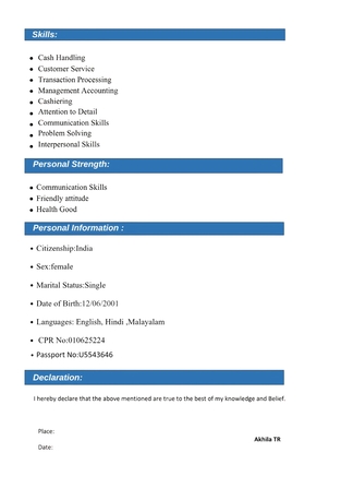 Manama, Job Seekers, B.Com Graduate With 4+ Years Experience Looking For Cashier / Accounts Assistant Roles