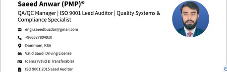 Riyadh, Job Seekers, QA/QC Manager | PMP® | ISO 9001 Lead Auditor | SEC & Infrastructure Projects | 9 Years Exp
