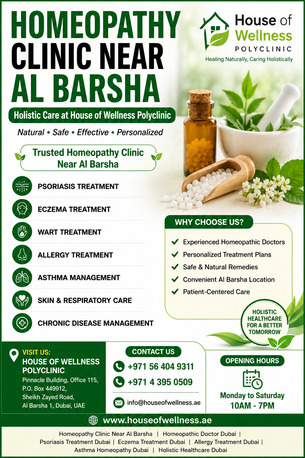 Al Barsha, Health, Homeopathy Clinic Near Al Barsha &ndash; Holistic Care At House Of Wellness Polyclinic