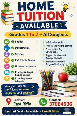East Riffa, Education, HOME TUITION AVAILABLE 📚 Grades 1 To 7