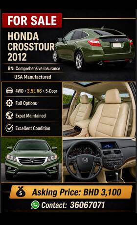Janabiya, Vehicles, Cars & Trucks , BHD 2995,  Honda Accord Crosstour,  2012,  Automatic,  135000 KM,  Honda Crosstour  3.5L V6 Real Time 4WD (USA Manufactured)