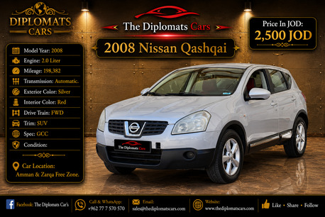 Amman, Vehicles, Cars & Trucks , JOD 2500,  Nissan Qashqai,  2008,  Automatic,  198000 KM,  Diplomatic Vehicle For Sale