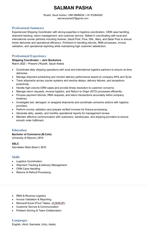 Riyadh, Job Seekers, Logistics Support Coordinator