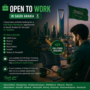 Riyadh, Job Seekers, Full-Stack Developer Available For Hire