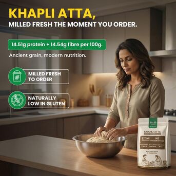 Mumbai, Food, INR 199,  Khapli Atta (Emmer Wheat Flour) &ndash; Stone Ground High Fiber Atta | 10on10 Foods