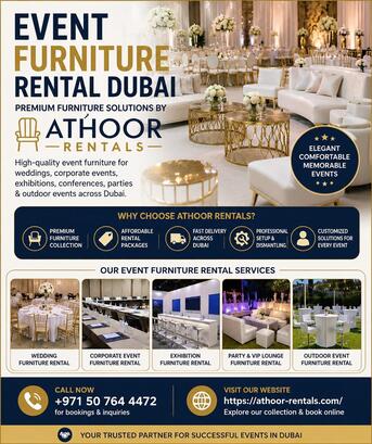 Dubai, Equipment Rental, Event Furniture Rental Dubai &ndash; Premium Furniture Solutions By Athoor Rentals