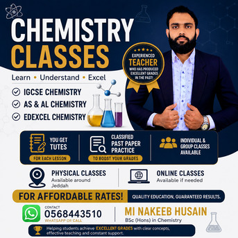 Jeddah, Lessons Offered, Chemistry Tuition