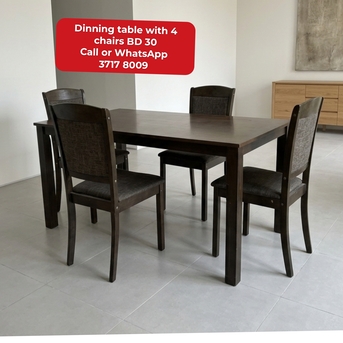 Manama, Furniture, BHD 30,  🌍🌐Dinning Table With 4 Chairs In Good Condition For Sale With Delivery