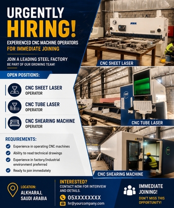 Hara, Jobs, Urgent Hiring &ndash; CNC Laser Machine Operator (Steel Factory)
