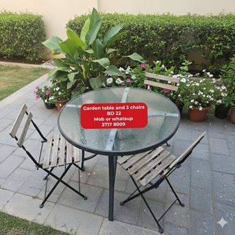 Manama, Furniture, BHD 22,  🌍🌐Table+ 3 Chairs  In Good Condition For Sale With Delivery