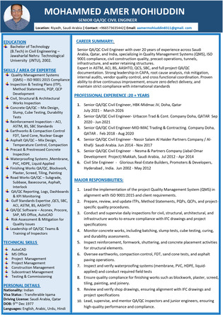 Khobar, Job Seekers, Sr.Civil QA/QC Eng / Sr. Civil Site Eng. Immediate Joining | Transferable Iqama|0573635442