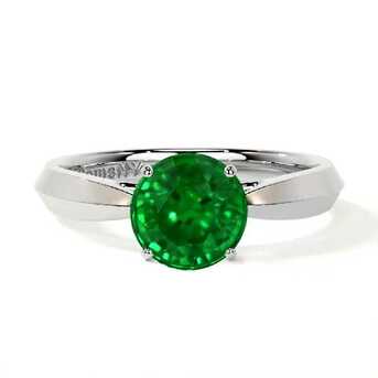 New York, Jewelry, USD 3601,  Classic GemsNY Emerald Ring | 1.07cts Round Shape AAAA Quality