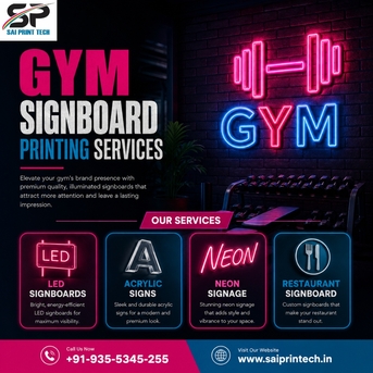 Noida, Printing, Custom Gym Signboards Near Me For Strong Brand Visibility