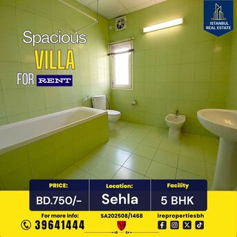 Jidhafs, Villas, BHD 750,  400 Sq. Meter,  Massive 5 BHK Family Villa For Rent In Sehla &ndash;BD.750/-