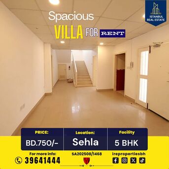 Jidhafs, Villas, BHD 750,  400 Sq. Meter,  Massive 5 BHK Family Villa For Rent In Sehla &ndash;BD.750/-