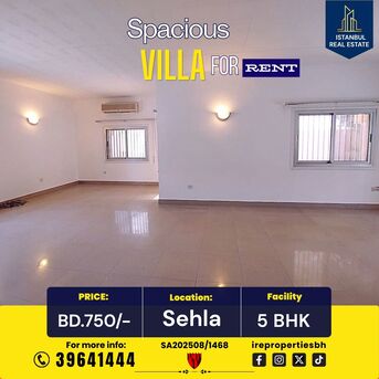 Jidhafs, Villas, BHD 750,  400 Sq. Meter,  Massive 5 BHK Family Villa For Rent In Sehla &ndash;BD.750/-