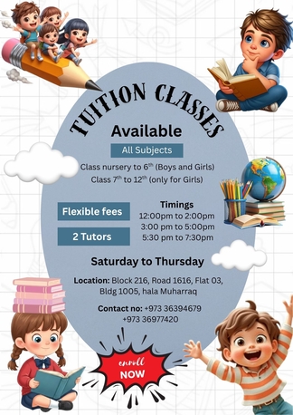 Muharraq, Lessons Wanted, Tuition Classes From Nursery To 12th Grade