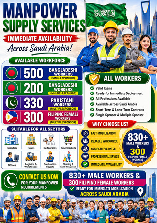 Riyadh, Manpower, MANPOWER SUPPLY SERVICES &ndash; FAST MOBILIZATION IN SAUDI ARABIA