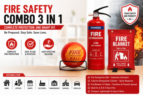 Mumbai, Industrial Machinery, Fire Safety Combo 3 In 1 &ndash; One Kit. Complete Protection.