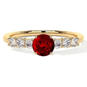 New York, Jewelry, USD 1703,  Lab Ruby Ring In Round Shape With Sparkling Diamonds