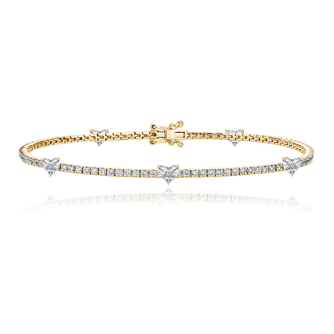 Miami, Jewelry, USD 5665,  Elegant Heart Tennis Bracelets | Alev Jewelry