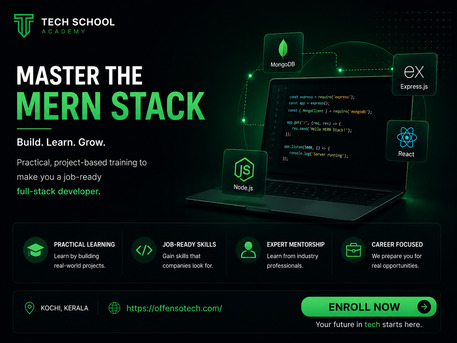 Kerala, Lessons Offered, MERN Stack Training With Real Projects | Offenso Tech School