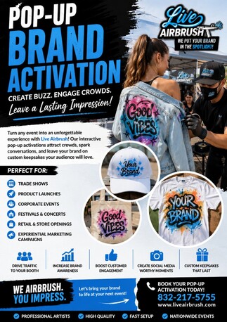 Houston, Event Planning, Pop-Up Brand Activation Services | Interactive Event Marketing By Live Airbrush
