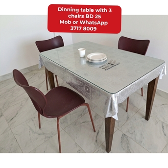 Manama, Furniture, BHD 25,  🌍🌐Dinning Table With 3 Chair In Good Condition For Sale With Delivery