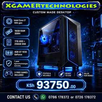 Nairobi, Computers, KES 93750,  Built To Spec Core I7 10th Gen 16gb RAM Desktop PC