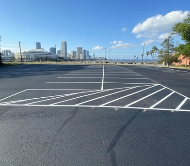 New York, Construction, Parking Lot Striping Of Long Beach