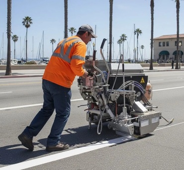 New York, Construction, Parking Lot Striping Of Long Beach