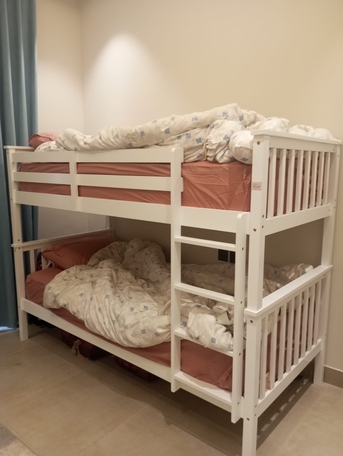 Riyadh, Furniture, SAR 2600,  Bunk Bed Set With Mattresses & 4-Door Wardrobe | Like New | Warranty Till June 2027