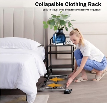 Riyadh, Household Items, SAR 200,  Heavy-Duty Rolling Garment Rack With Wheels | 450 Lbs Capacity | Foldable & Portable