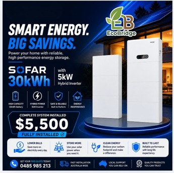 Melbourne, Appliances, AUD 5500,  30kWh Solar Battery Storage System &ndash; Fully Installed $5,500