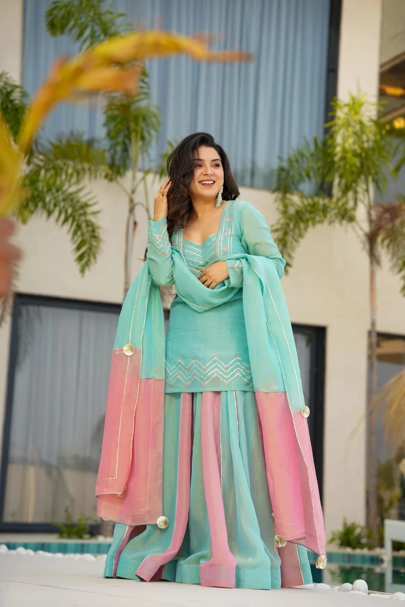 Jaipur, Clothing & Accessories, INR 6500,  Buy Cloudy Marshmallow Cosmos Kurta Palazzo Set Online